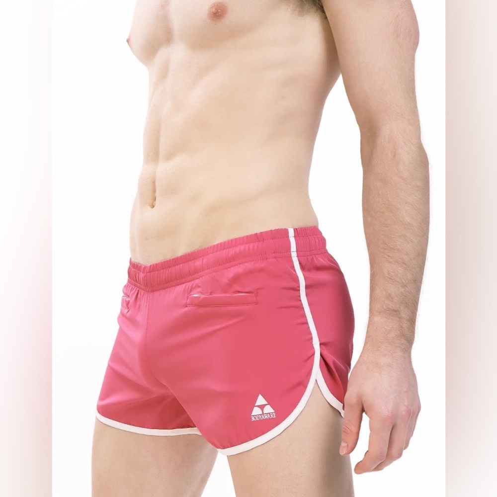 Body Aware Men’s Woven 3” Split‎ Shorts Pink Size Large - Running, Active, Gym